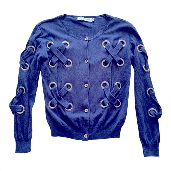 Opening Ceremony Grommet Cardigan Sweater (SW2) - Picture 2 of 6